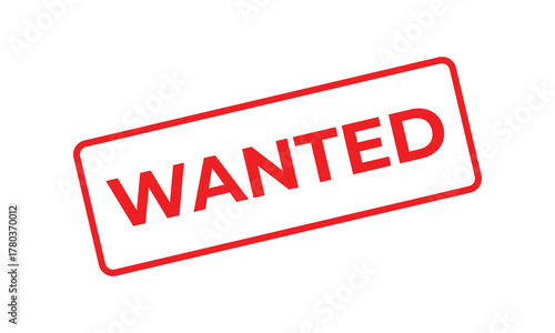 Red rectangular “WANTED” stamp design on a white background, representing recruitment, demand, or job vacancy concept. Suitable for hiring ads, business promotion, or attention-grabbing graphics.