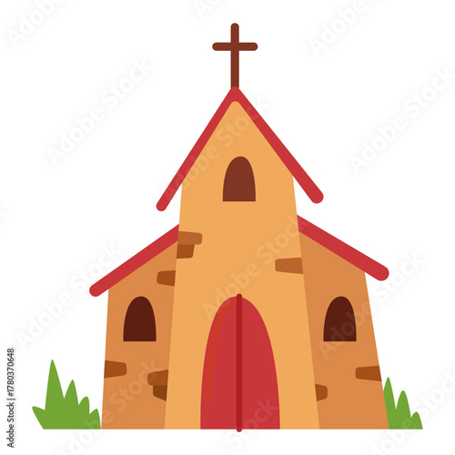 Hand drawn Church Christmas Illustration