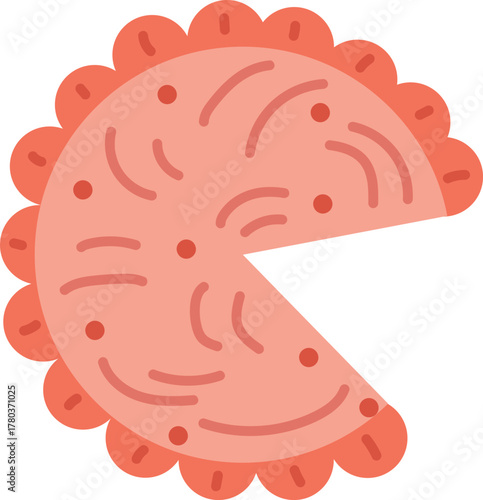  Cute Pink Pie Tart Icon Missing Slice Flat Vector Illustration Sweet Bakery Dessert Pastry Element Coral Color Simple Graphic Design Food Menu App Website