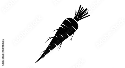 Black silhouette of a carrot isolated on white