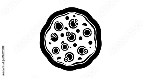 Black and white pizza illustration