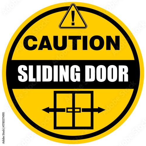 Caution, Sliding Door, sticker vector