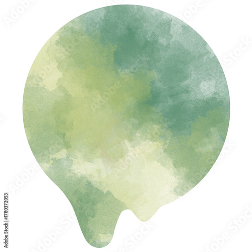 とけるまるの緑の水彩素材
