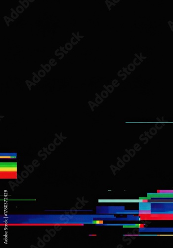Abstract background featuring colorful digital noise, pixel distortion, static error lines, and retro futuristic aesthetics, design, cyberpunk, movement