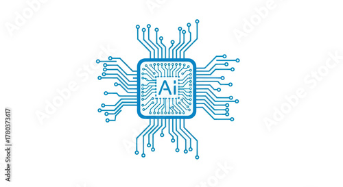 A stylized illustration of a microchip with the letters 'Ai' at its center, representing artificial intelligence.