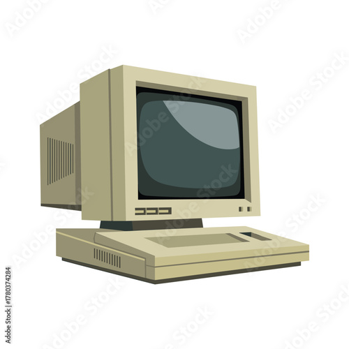 Minimalist Flat Design of a Retro Desktop Display