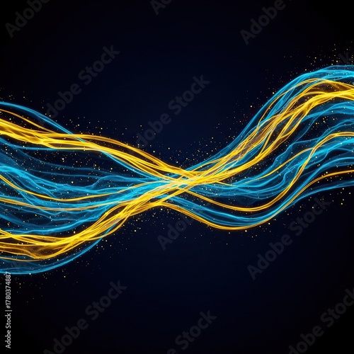 Wallpaper Mural Abstract blue and gold digital stream representing financial flow, seamless exchange, and market movement in a complex global economy, energy, abstract, liquidity Torontodigital.ca