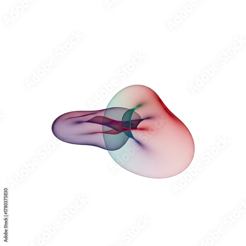 Abstract colorful shape ghosting on a pure white field, representing the fleeting visual residue and perceptual phenomenon of sensory fatigue, vision, visual, shape