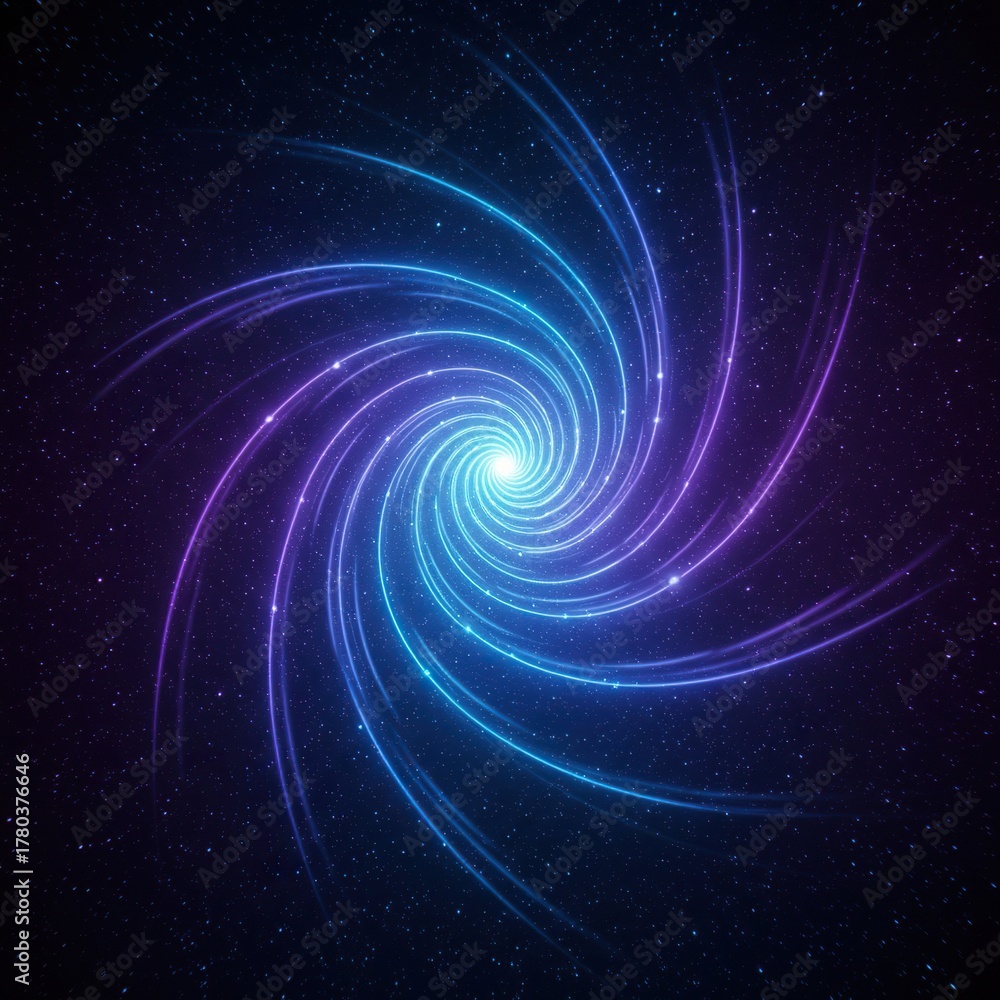 Fototapeta premium Abstract cosmic tunnel of glowing blue and purple light swirling into the distance, representing the eternal concept of infinity and endlessness, glowing, endless, cosmic