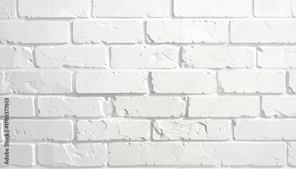 Fototapeta premium White-painted brick wall with subtle texture and mortar lines, evoking minimalism, structure, and quiet resilience.