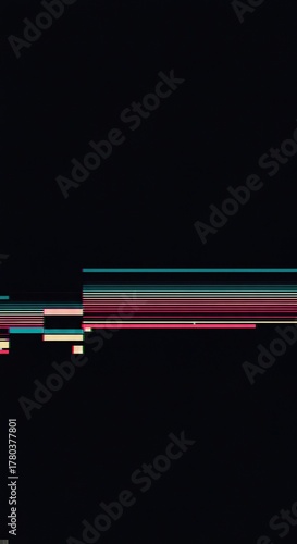 Abstract digital background featuring distorted static noise, colorful stripes, and a futuristic, retro-futuristic error effect perfect for design, frequency, futuristic, design