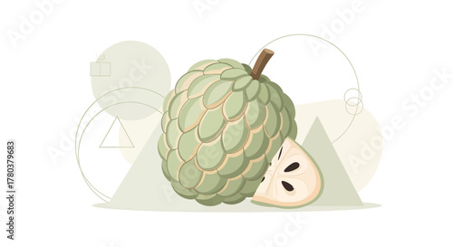 Exotic Annona Fruit Illustration Depicting Healthy Eating and Delicious Tropical Flavors