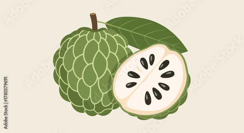 Exotic Annona Fruit Illustration Depicting Freshness and Natural Sweetness In Detail