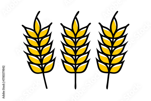 Ears of wheat hand drawn seamless pattern. Whole grain, natural, organic background for bakery package, bread products. Vector illustration. icon
