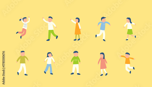 秋を過ごす子どもたちのイラストセット