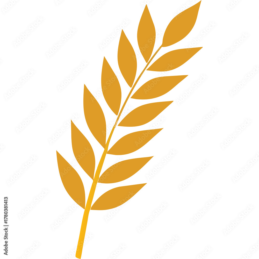 Fototapeta premium Golden Wheat Stalk Illustration With Transparent Background And Isolated On White