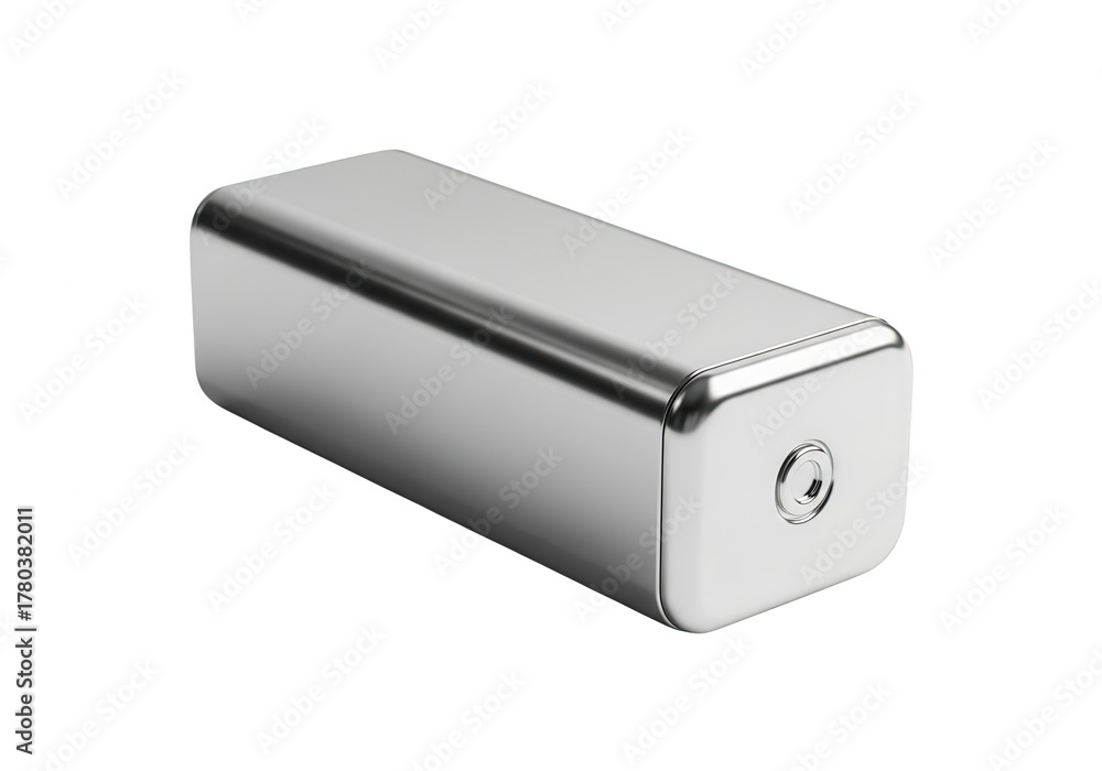 Fototapeta premium Silver rectangular object with rounded edges isolated on transparent background