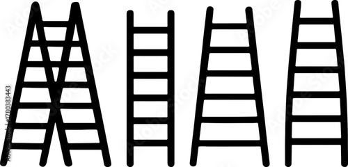 Ladder silhouette, ladder clipart, ladder vector art, ladder vector, vector of ladders set isolated