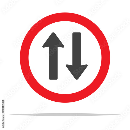 Two way traffic sign arrows transparent vector isolated illustration