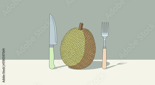Fresh Fruit Illustration With Kitchen Utensils Against Neutral Background Ready For Serving
