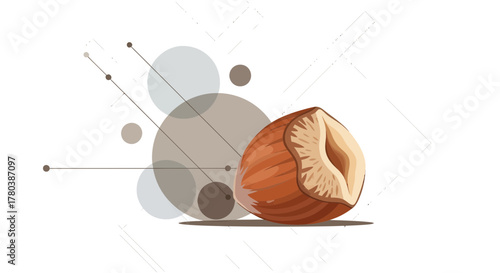 Fresh Hazelnut Artistic Illustration for Food and Nutrition Advertising Design
