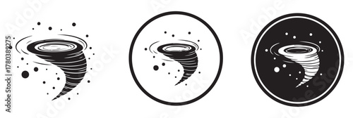 Set of Tornado and Vortex Icons. Natural disaster, weather warning, and storm graphic elements