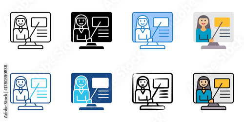 instructor icon set multiple style collection 
