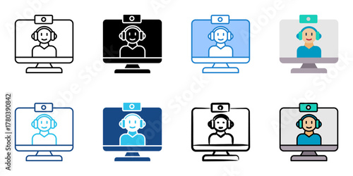 videocall icon set multiple style collection 
