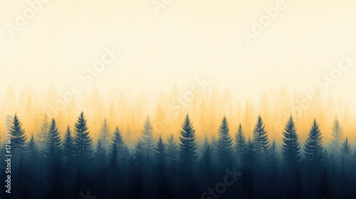 A forest of tall trees with pointed tops and dark green needles.