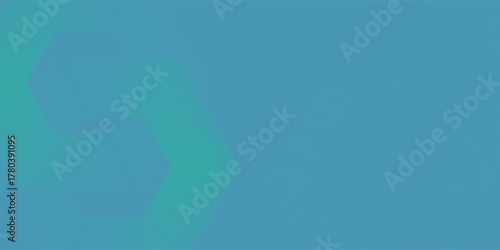 Blue-green gradient studio room, abstract background pattern modern art hexagon