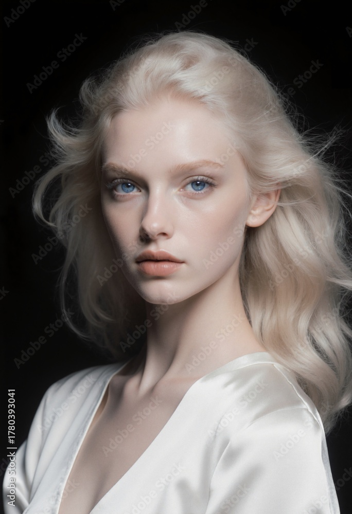 Naklejka premium Dramatic cinematic style, supermodel with fair skin, early 20s