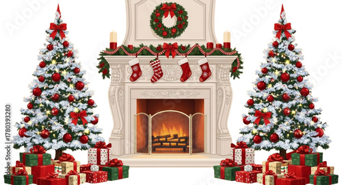 christmas tree with fireplace