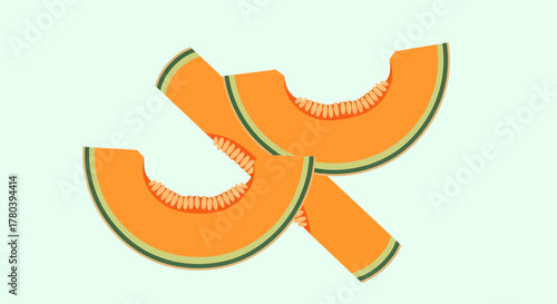 Freshly Sliced Cantaloupe Melon Pieces with Clean Lines: A Vibrant Food Concept