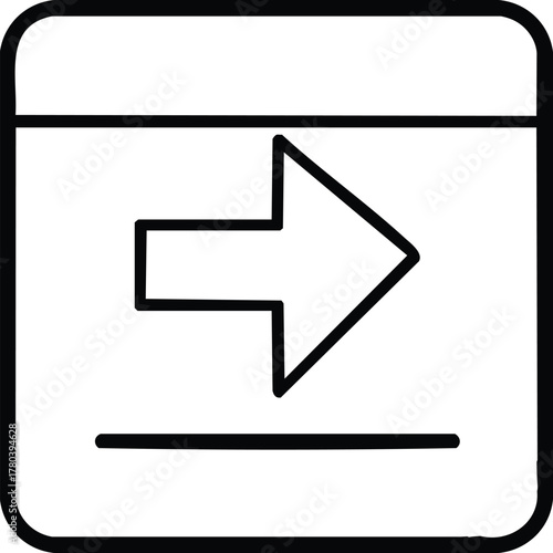 Forward Arrow Icon Symbolizing Progress, Movement, and Next Steps in Digital Interfaces and Presentations