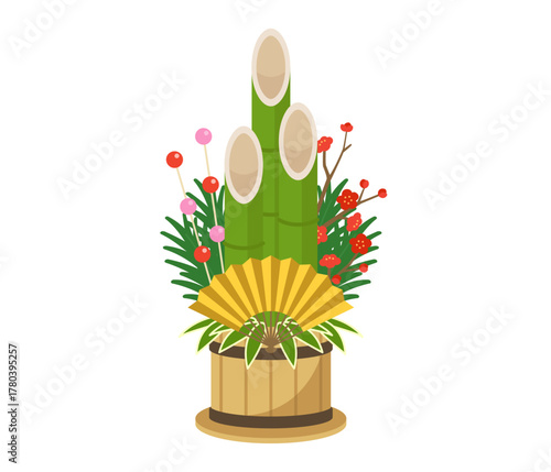 門松,フラットイラスト