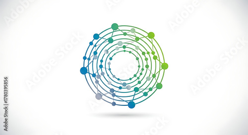 Circular design with concentric circles and connected nodes network background
