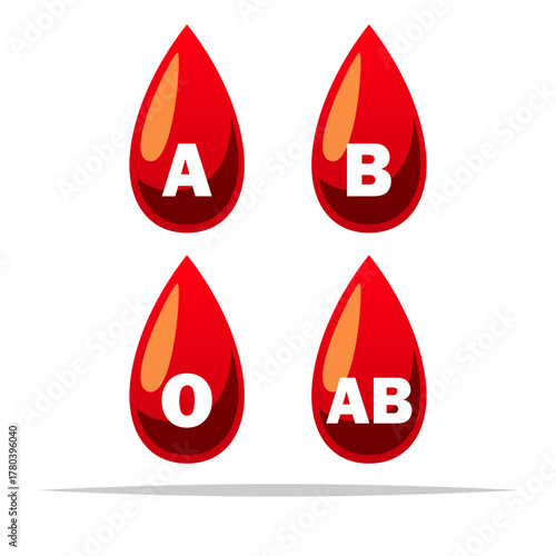 Blood types symbols vector isolated illustration