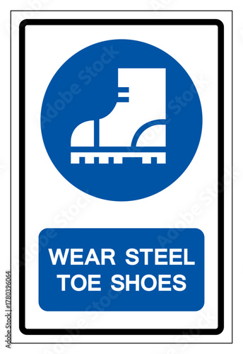 Wear Steel Toe Shoes Symbol Sign ,Vector Illustration, Isolate On White Background Label.EPS10