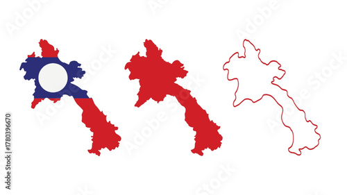 Set of Laos map isolated on white background, illustration design
