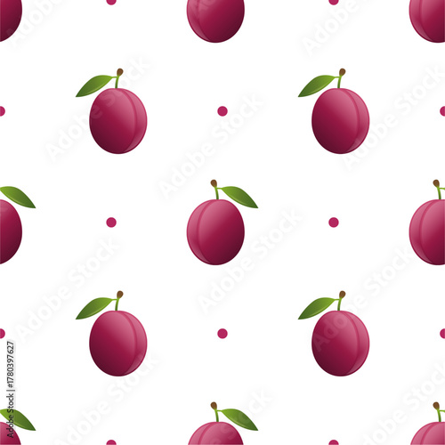 Seamless pattern with ripe, juicy plums. Fruit pattern. Can be used for wallpaper, pattern fills, web page background, surface textures
