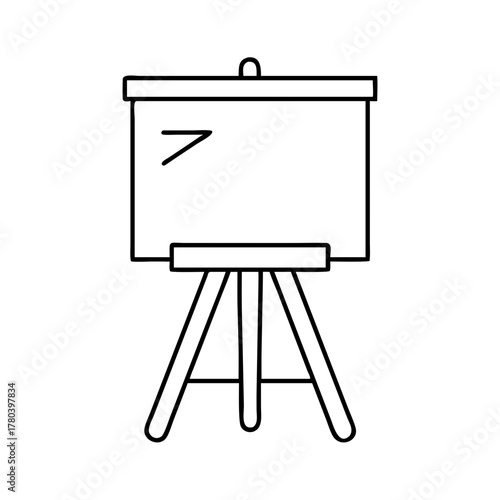 Simple line drawing of a flip chart on a tripod easel