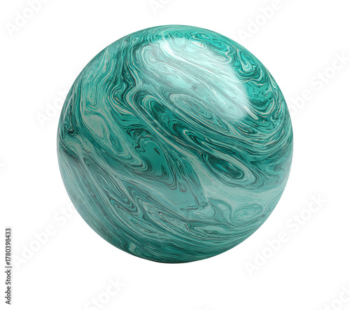 Marbled Teal Sphere isolated on a transparent background