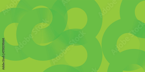 Vibrant neon lime green abstract background with large overlapping geometric ring shapes, Vector illustration.