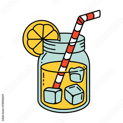 Refreshing Lemonade in Mason Jar
