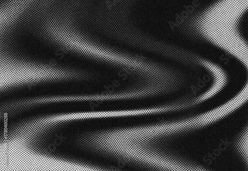 Abstract grayscale textured flowing wavy pattern, artistic monochrome digital artwork with smooth transitions and subtle grainy effect