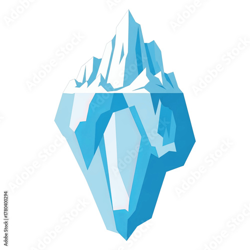 An illustration of an iceberg, showing the portion above and below the water.