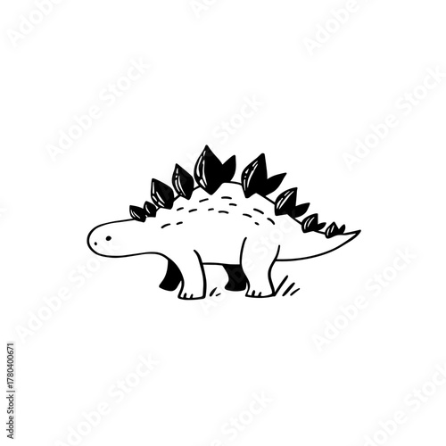Ankylosaurus. Ankylosaurus simple black and white line art vector logo