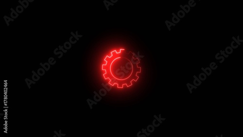A glowing neon setting icon red color 4k illustration. This image represents of technology 4k illustration.