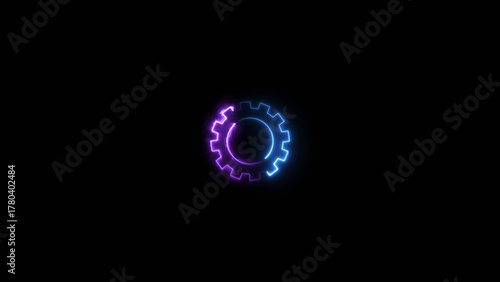 A glowing neon setting icon royal blue color 4k illustration. This image represents of technology 4k illustration.