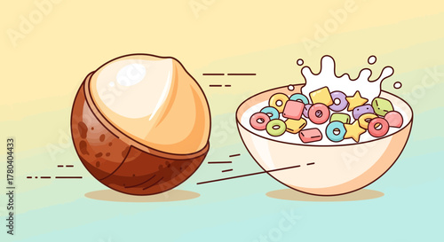 Healthy Breakfast Composition Featuring Macadamia Nut And Vibrant Cereal In Modern Style